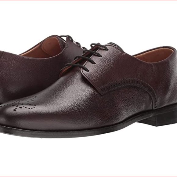 MARC JOSEPH NEW YORK Men\'s Leather Oxford Lace-up Wingtip Dress Shoe Wine US 10